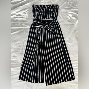 Ambiance Black and White Striped Jumpsuit